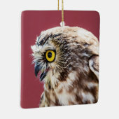 ノーザンソーホエフクロウポートレート セラミックオーナメント (右)