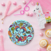 ノーザンバードフォークアートとお名前 ペーパープレート (パーティー)