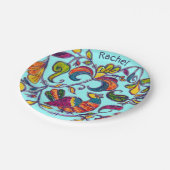 ノーザンバードフォークアートとお名前 ペーパープレート (アングル)