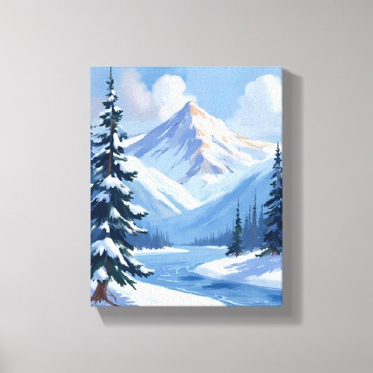 ノーザンピークス｜冬の山の風景画 キャンバスプリント (正面)