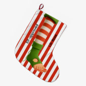ノーザンポールのいたずら クリスマスの面白いエルフの足 ラージクリスマスストッキング (正面 (吊り時))