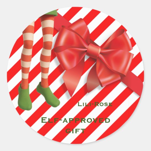 ノーザンポールのいたずら 楽しいエルフの足 クリスマス ラウンドシール (正面)