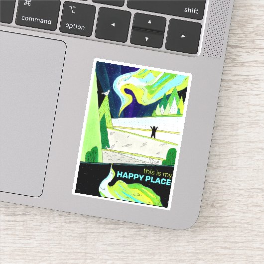 ノーザンライツアートここが私の幸せな場所 シール (詳細)