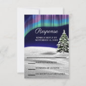 ノーザンライツウィンターウェディングRSVPカード 出欠カード (正面)