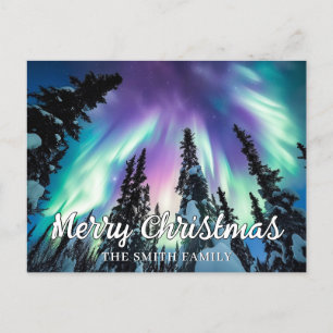 ノーザンライツウィンターフォレストメリークリスマス ポストカード