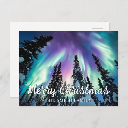 ノーザンライツウィンターフォレストメリークリスマス ポストカード (正面/裏面)