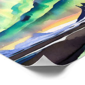 ノーザンライツウォーターカラーアートプリント ポスター (角)