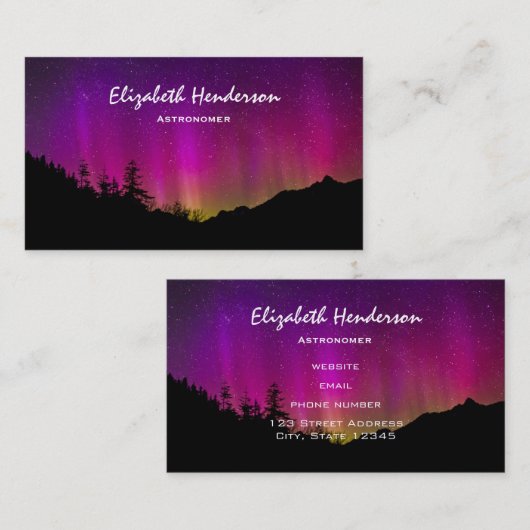 ノーザンライツオーロラオーロラボレリススターリーナイトスカイ 名刺 (正面/裏面)