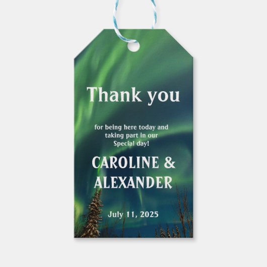 ノーザンライツオーロラオーロラボレリスナイトスカイ結婚ズ ギフトタグ (正面)