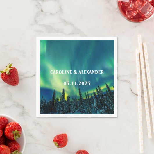 ノーザンライツオーロラオーロラボレリスナイトスカイ結婚ズ スタンダードカクテルナプキン (インサイチュ)