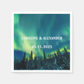 ノーザンライツオーロラオーロラボレリスナイトスカイ結婚ズ スタンダードカクテルナプキン (正面)