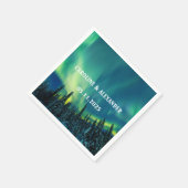 ノーザンライツオーロラオーロラボレリスナイトスカイ結婚ズ スタンダードカクテルナプキン (角)