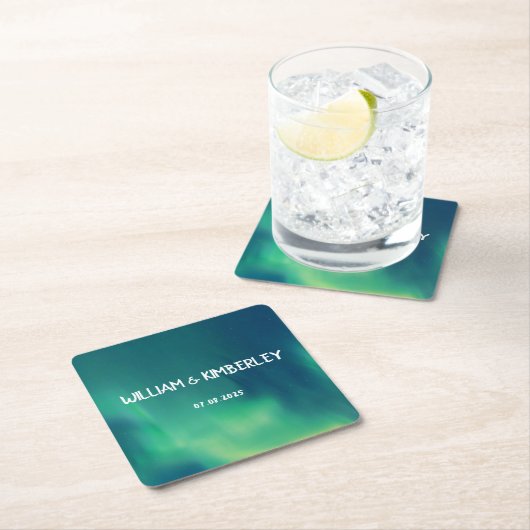 ノーザンライツオーロラボレアリスエレガントな結婚式 スクエアペーパーコースター (インサイチュ)