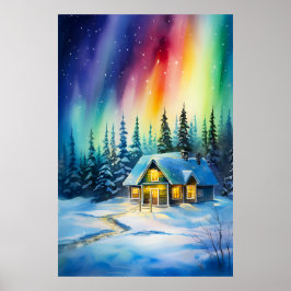 ノーザンライツオーロラボレリスクリスマスハウス ポスター