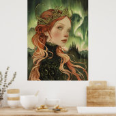 ノーザンライツオーロラボレリスバイキングレディ ポスター (キッチン)