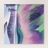 ノーザンライツカラフルウィンターナイト | 水彩画 ジグソーパズル (横)