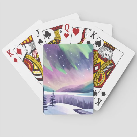 ノーザンライツカラフルウィンターナイト | 水彩画 トランプ (裏面)