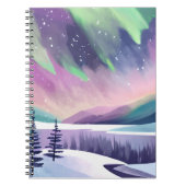 ノーザンライツカラフルウィンターナイト | 水彩画 ノートブック (正面)
