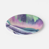 ノーザンライツカラフルウィンターナイト | 水彩画 ペーパープレート (アングル)