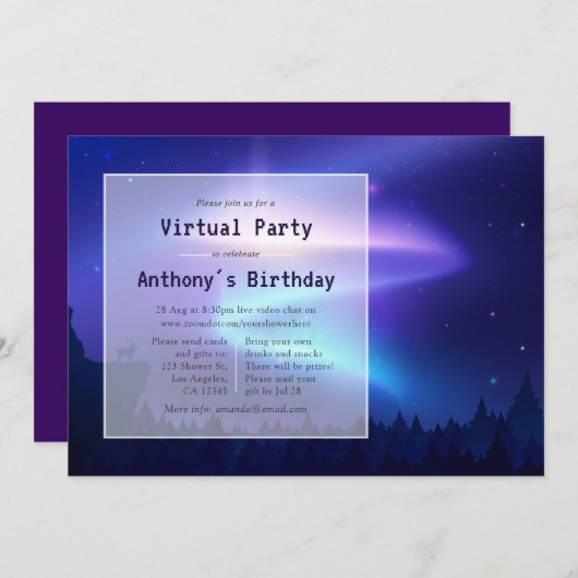 ノーザンライツバーチャル誕生日パーティー 招待状 (正面/裏面)