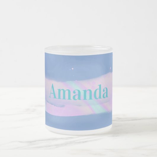 ノーザンライツパーソナライズされたングブルースパークルズマググ フロストグラスマグカップ (中央)