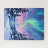 ノーザンライツ | 山々 冬の水彩画 ジグソーパズル (横)