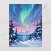 ノーザンライツ | 山々 冬の水彩画 ポストカード (正面)