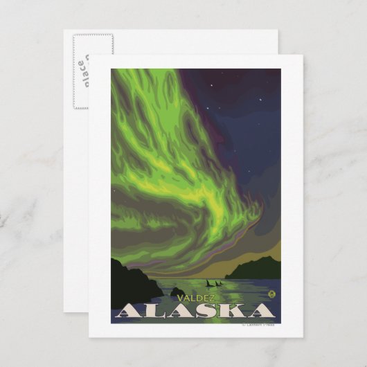 ノーザンライトとオルカス – アラスカ,バルデス ポストカード (正面/裏面)