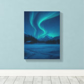 ノーザンライトオーバーキャビ凍っていン キャンバスプリント (インサイチュ (ウッドフロア))