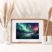 ノーザンライトシースケープマウンテンズウォーター色 ポスター