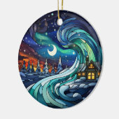 ノーザンライトスワールステンドグラスオーナメント セラミックオーナメント (左)