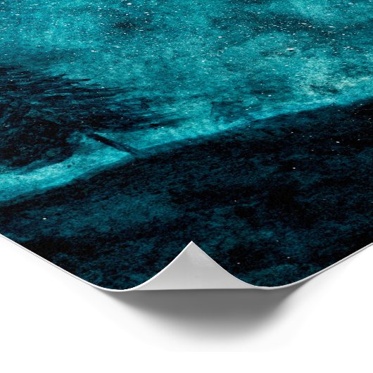 ノーザンライトナイトオーロラボレアリスウォーターカラー ポスター (角)