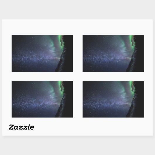 ノーザンライトノルウェー長方形ステッカー 長方形シール (シート)