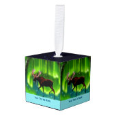 ノーザンライトムーススノーフレークペータークリスマス キューブオーナメント (正面アングル)