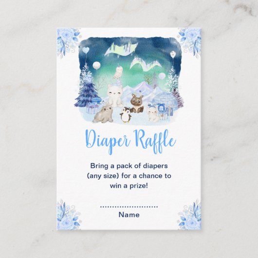 ノーザンライト北極動物おむつラッフル エンクロージャーカード (正面)