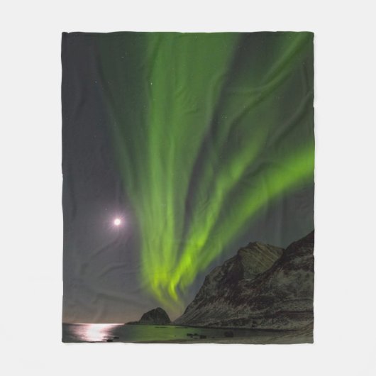 ノーザンライトS |ハックランドビーチアイランドノルウェー フリースブランケット (正面)