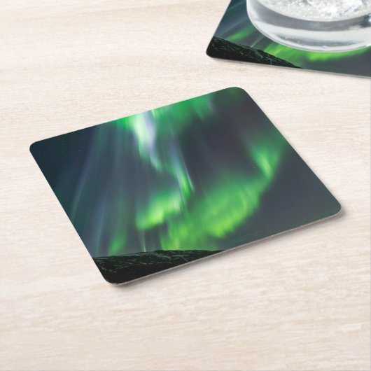 ノーザンラ白熱［赤熱］光を放つイト |北アイスランド スクエアペーパーコースター (アングル)