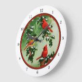 ノーザンレッド深紅色とホリー ラージ壁時計 (傾斜)