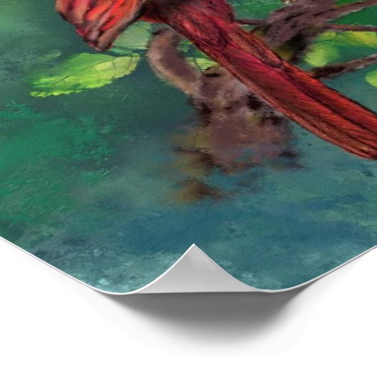 ノーザンレッド(鳥)ショウジョウコウカンチョウバードポスタ絵画ー ポスター (角)