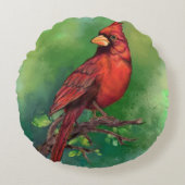 ノーザンレッド（鳥）ショウジョウコウカンチョウバードラウンドピロー絵画ズ ラウンドクッション (正面)