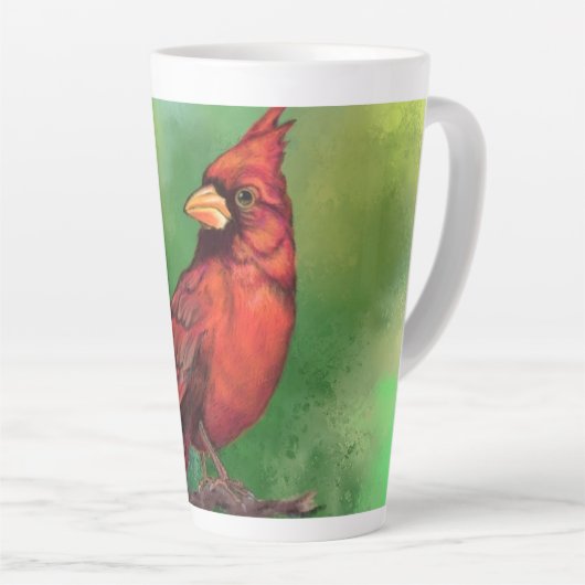 ノーザンレッド(鳥)ショウジョウコウカンチョウバードラテマ絵画グ カフェラテマグ (右アングル)