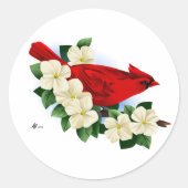 ノーザンレッド(鳥)ショウジョウコウカンチョウ ラウンドシール (正面)