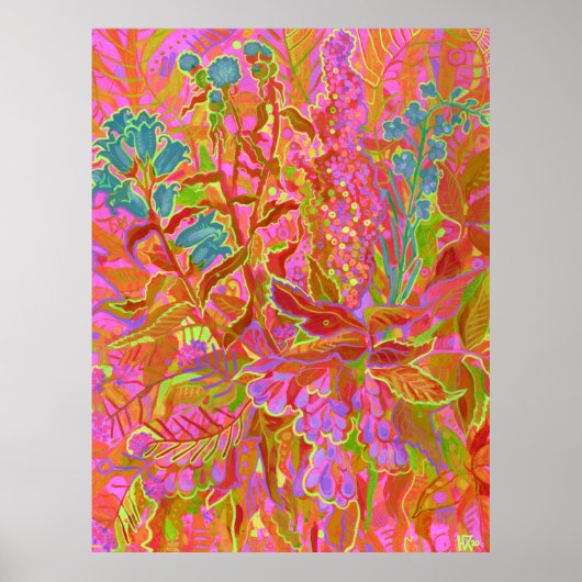 ノーザンワイルドフラワーサマーカラフルフローラアート ポスター (正面)