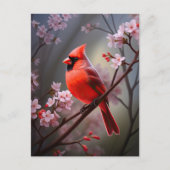 ノーザン(鳥)ショウジョウコウカンチョウオハイオレッドバードアートハガキ ポストカード (正面)