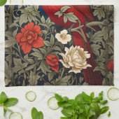 ノーザン（鳥）ショウジョウコウカンチョウフローラウィリアムインスパイアモリス キッチンタオル (折り畳み)