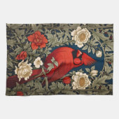 ノーザン（鳥）ショウジョウコウカンチョウフローラウィリアムインスパイアモリス キッチンタオル (横)