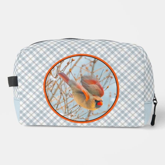 ノーザン（鳥）ショウジョウコウカンチョウ飛んでいるイン雪オリジナル写真 ドップキット (正面)