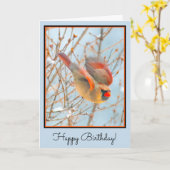 ノーザン（鳥）ショウジョウコウカンチョウ飛んでいる-オリジナル写真 カード (黄色い花)