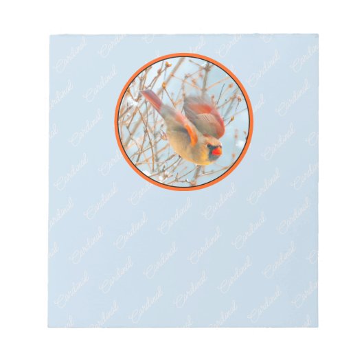 ノーザン（鳥）ショウジョウコウカンチョウ飛んでいる-オリジナル写真 ノートパッド (正面)