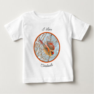 ノーザン(鳥)ショウジョウコウカンチョウ飛んでいる-オリジナル写真 ベビーTシャツ